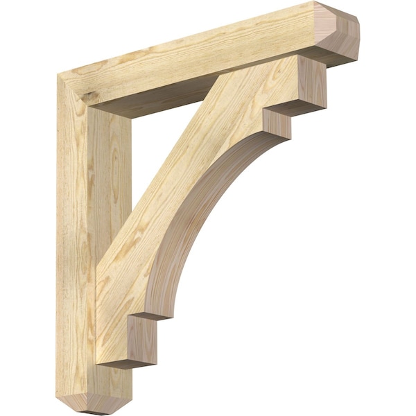 Ekena Millwork Merced Craftsman Rough Sawn Bracket w/ Offset Brace, Douglas Fir, 6"W x 32"D x 32"H BKT0604X32X32MRC04RDF - main
